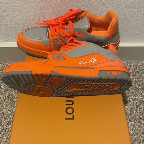Louis Vuitton Orange Monogram Embossed Trainer Sneakers - Picture 4 of 5